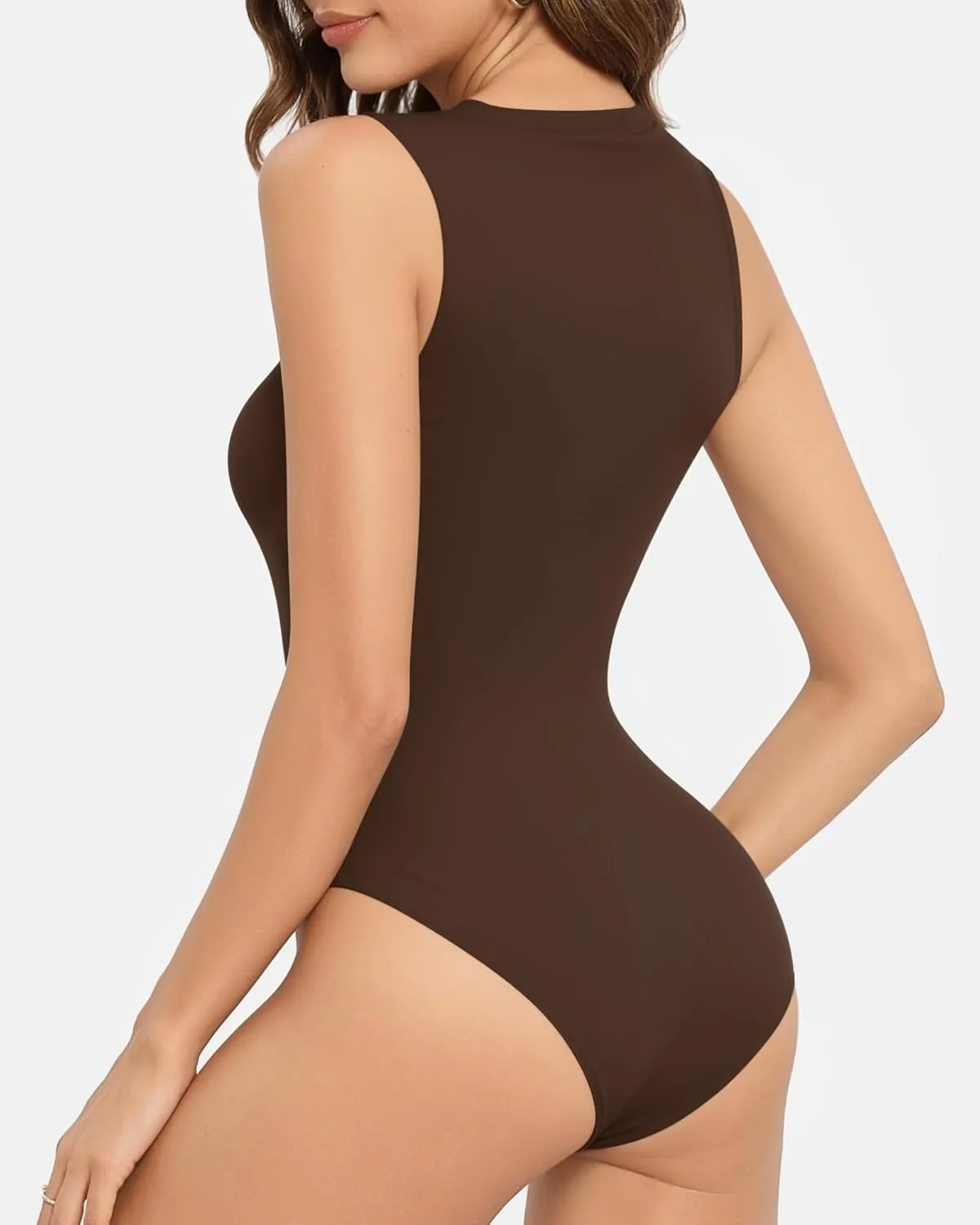 MANGOPOP Sleeveless Bodysuits for Women Crew Neck Tank Top Body Suit Basic Slim Fit Bodysuit Tops