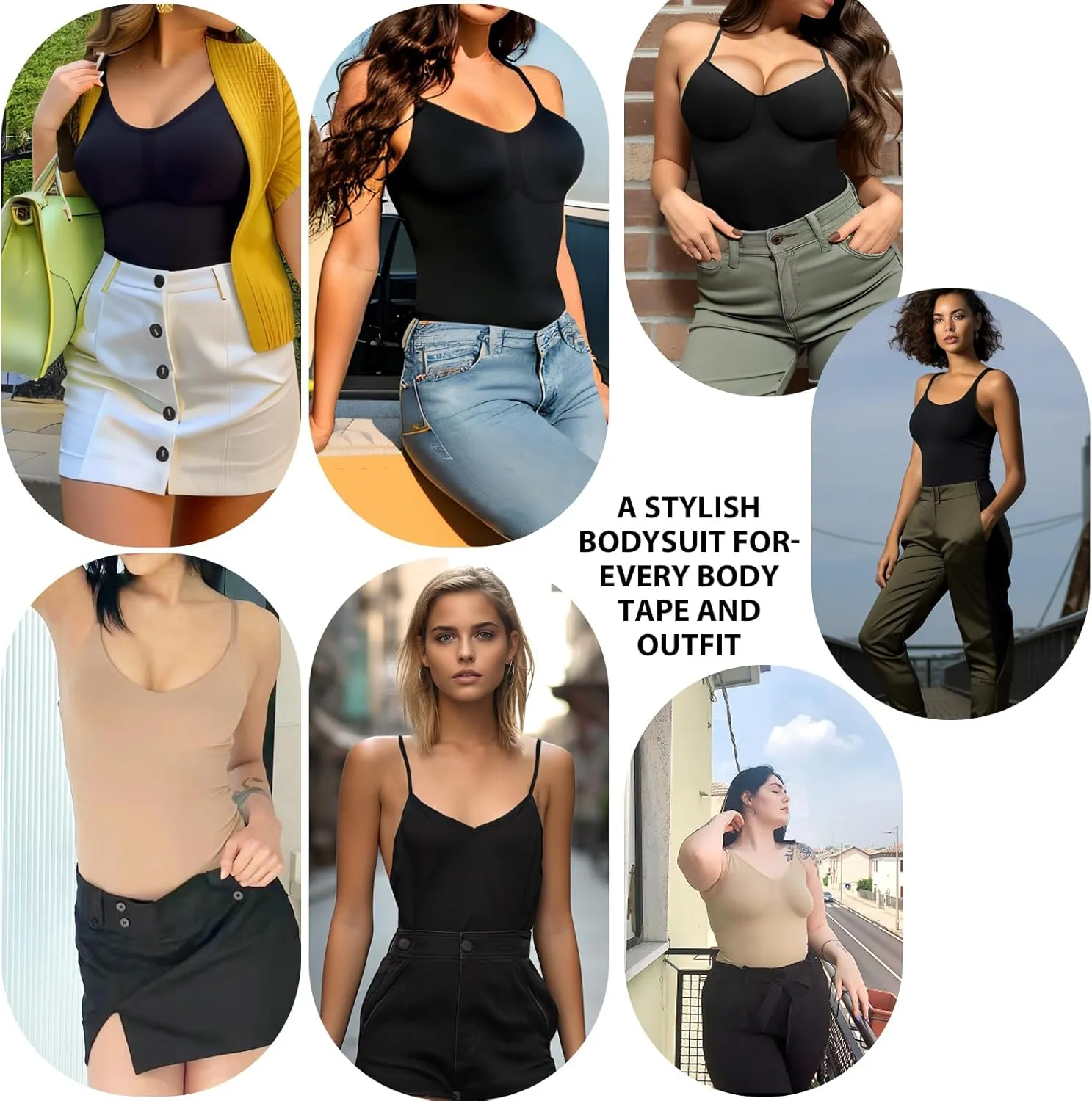 Match Bodysuits for Women Tummy Control Shapewear Seamless Sculpting Thong Body Shaper Tank Top Body Shaper Camisole Bodysuit