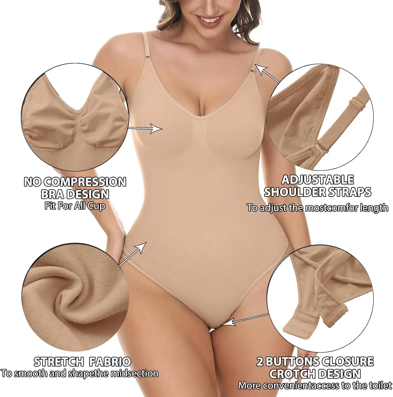 Match Bodysuits for Women Tummy Control Shapewear Seamless Sculpting Thong Body Shaper Tank Top Body Shaper Camisole Bodysuit