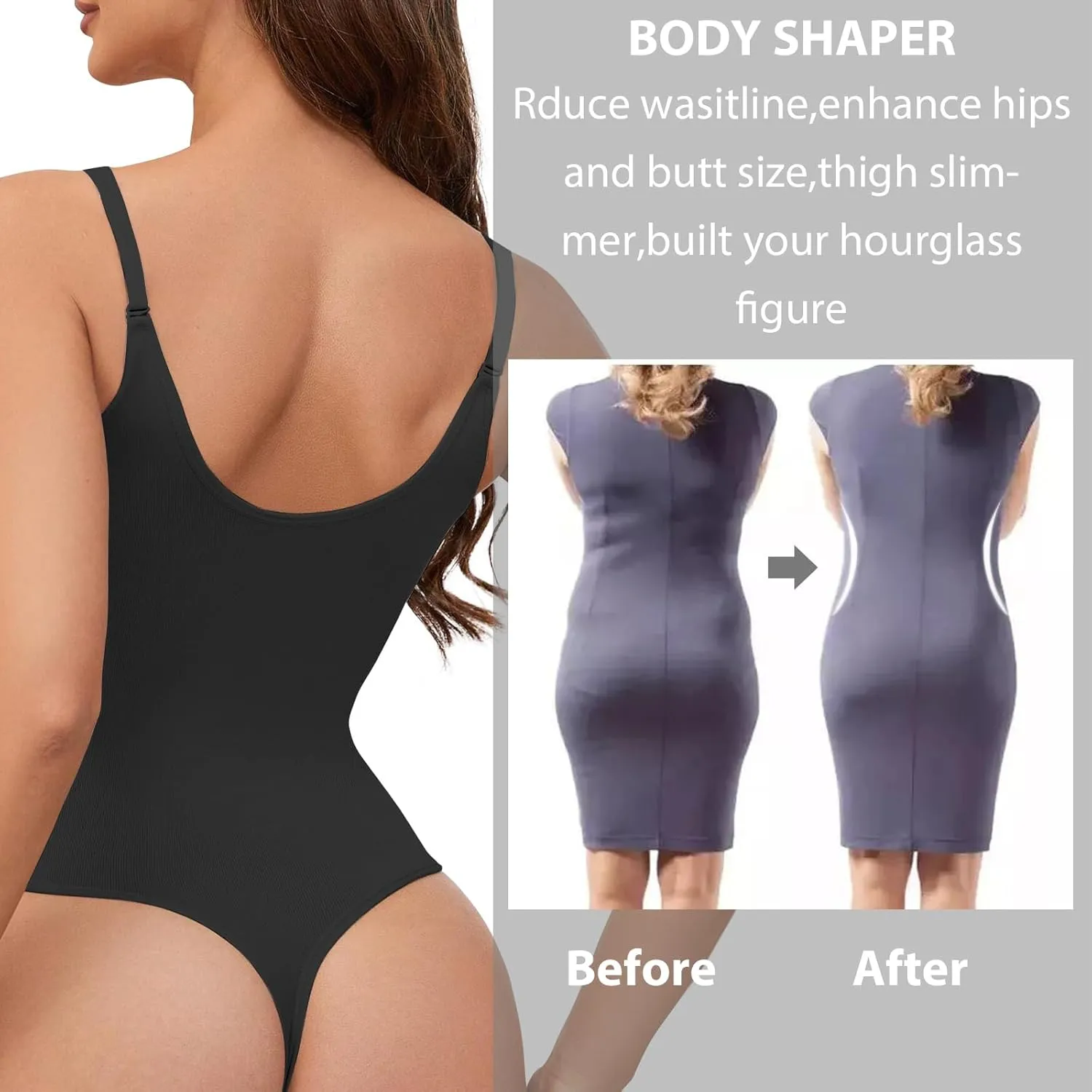Match Bodysuits for Women Tummy Control Shapewear Seamless Sculpting Thong Body Shaper Tank Top Body Shaper Camisole Bodysuit