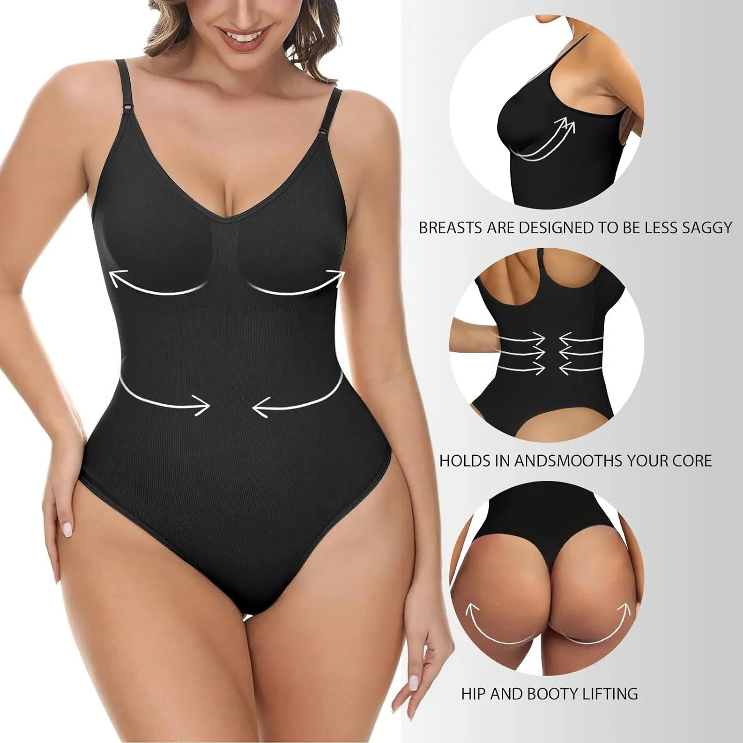 Match Women's 2 Piece Bodysuits Tummy Control Shapewear Seamless Sculpting Thong Body Shaper Tank Top