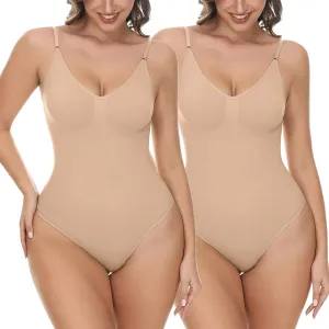 Match Women's 2 Piece Bodysuits Tummy Control Shapewear Seamless Sculpting Thong Body Shaper Tank Top