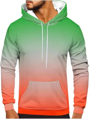 Men Casual Fashion Hooded Sweatshirts Round Neck Print Pullover Long Sleeve Tops Sweatshirt, 2024 Tall and Big Mens