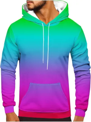 Men Casual Fashion Hooded Sweatshirts Round Neck Print Pullover Long Sleeve Tops Sweatshirt, 2024 Tall and Big Mens