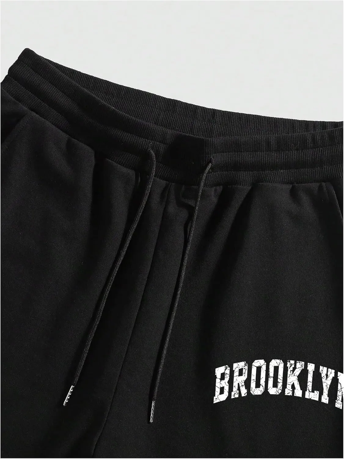 Men's 2 Piece Outfits Letter Print Basketball Tank Top and Drawstring Track Shorts Set Pockets Workout Tracksuits