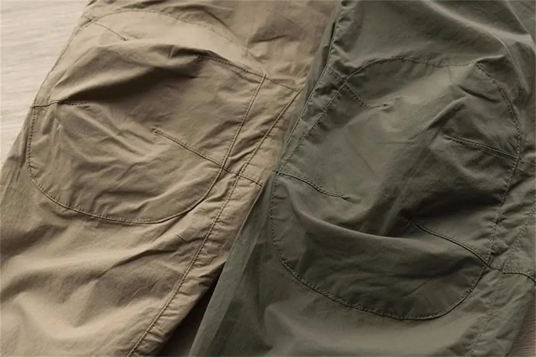 Men's Button Thin Pants Solid Color Summer/Autumn Loose Cargo Pants Outdoor Jogger Pants
