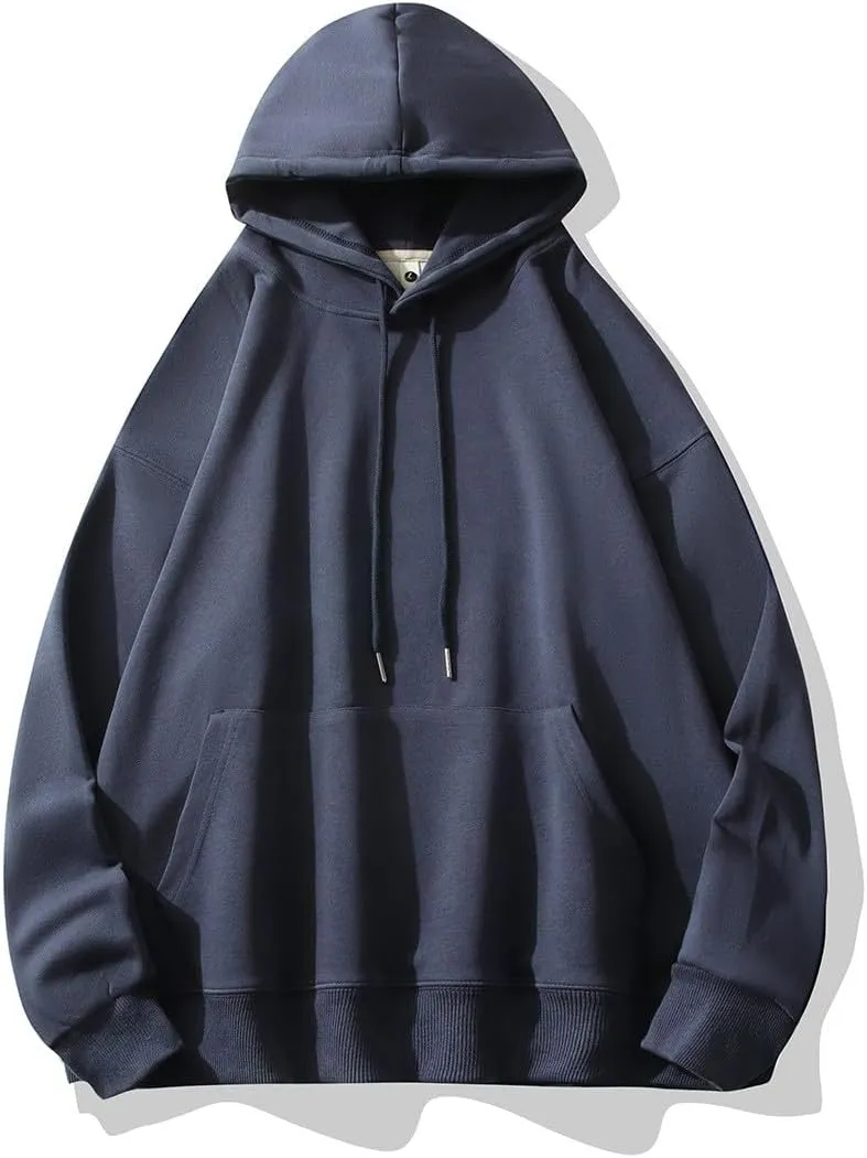 Men's Casual Pullover Hoodie Suede Solid Color Men's Long Sleeved Hooded Hoodie Tops,2024 Tall and Big Mens Sport