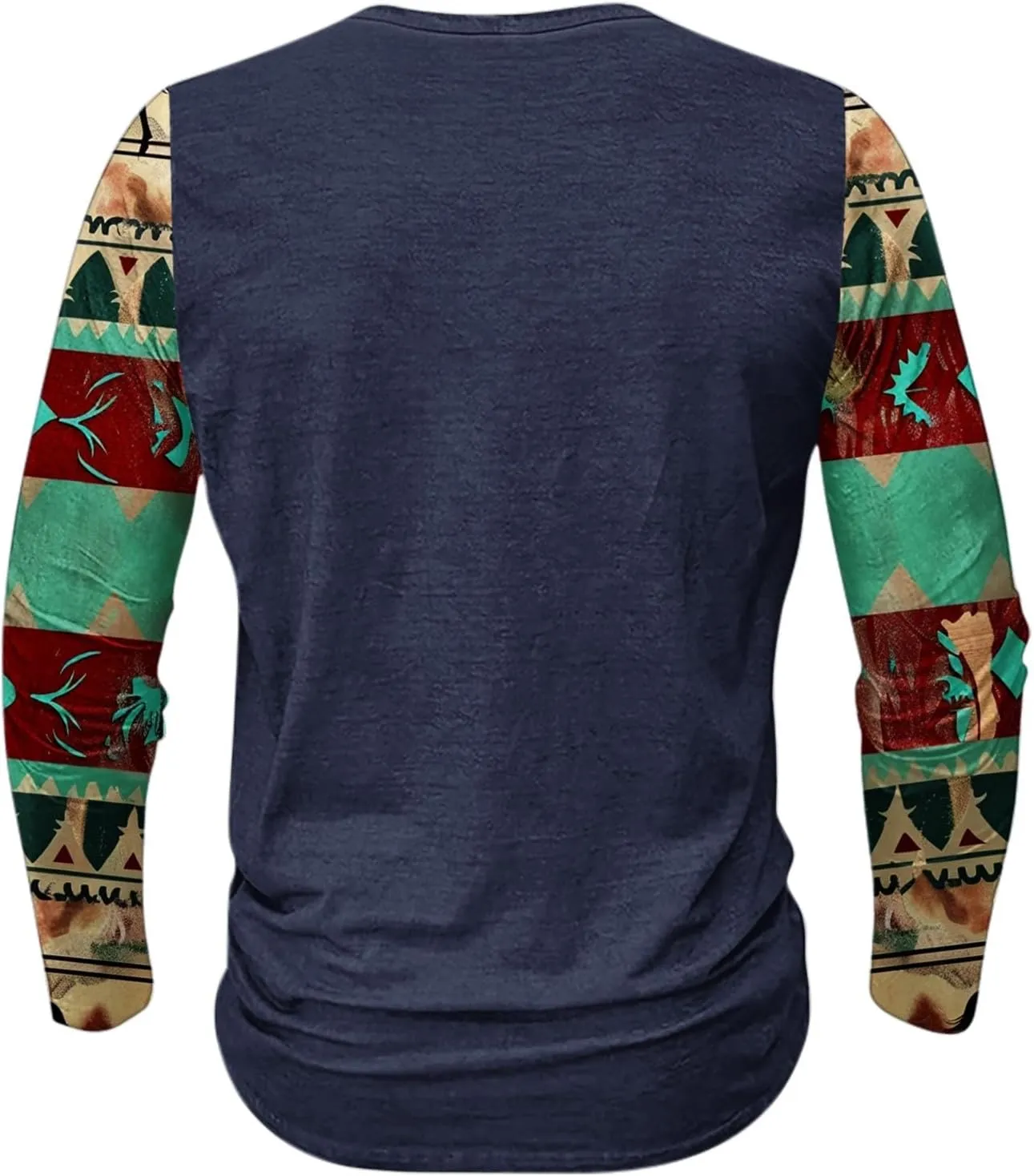 Men's Fashion Casual Ethnic Style Printed Long Sleeve Crewneck Top/shirt Soft Pullover,2024 Tall and Big Mens