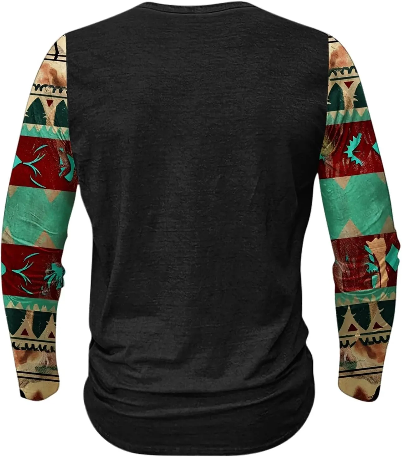 Men's Fashion Casual Ethnic Style Printed Long Sleeve Crewneck Top/shirt Soft Pullover,2024 Tall and Big Mens