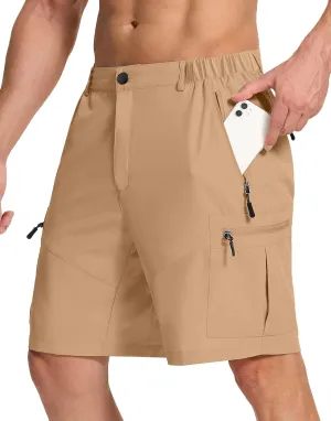 Mens Hiking Cargo Shorts with 6 Zipper Pockets 9" Quick-Dry Lightweight Short for Golf Casual Fishing