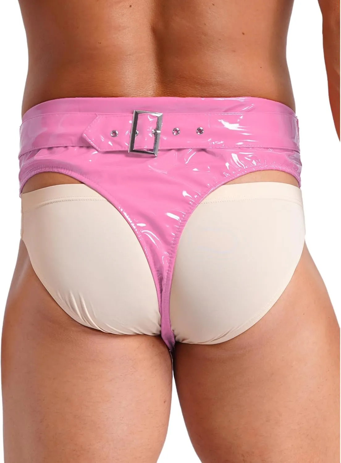 Men's Liquid Wet Look Patent Leather Briefs Thongs Hot Pants Butt-Flaunting Sissy Panties