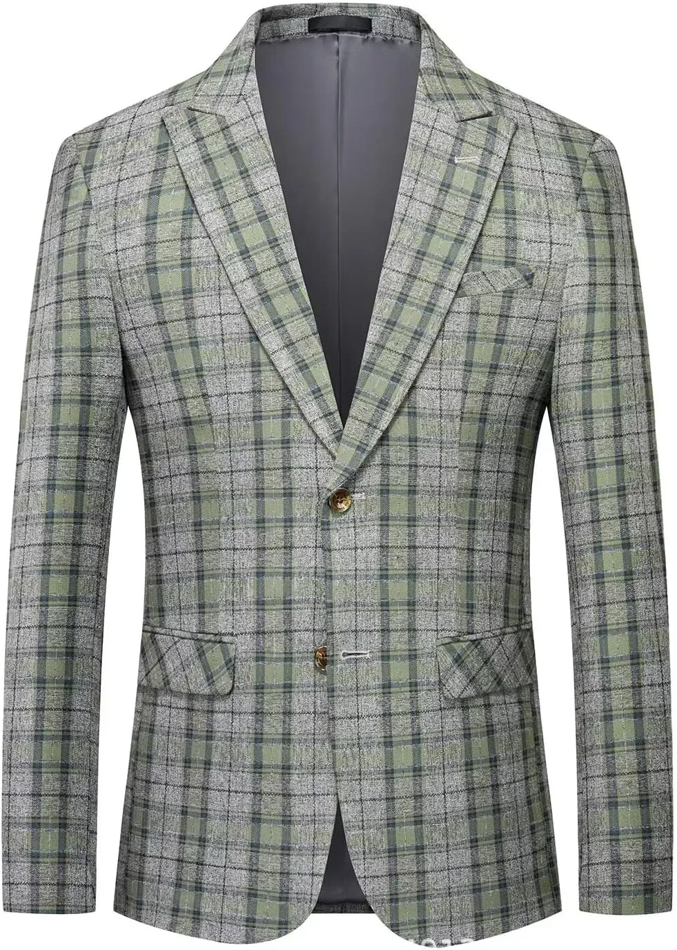 Men's Plaid Suit Blazer Slim Fit Dress Jackets 2 Buttons Casual Checkered Wedding Tuxedo Sports Coat for Prom Party JJK026