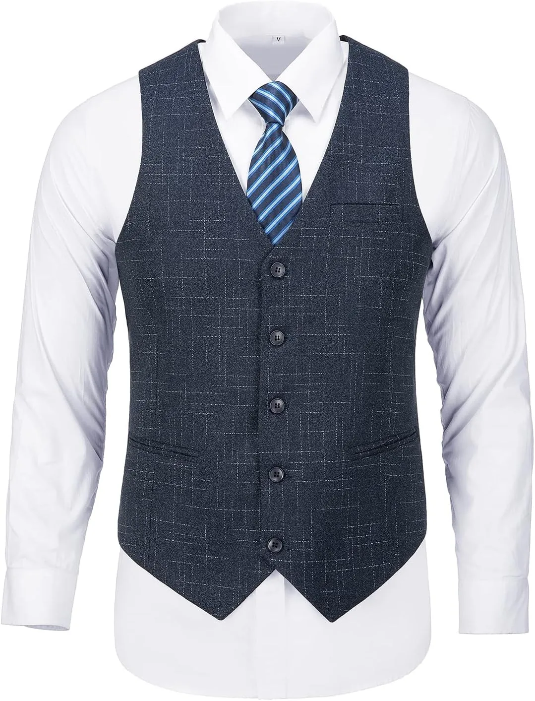Mens Suits 3 Piece Plaid Slim Fit Tuxedo Double Breasted Prom Dress Suits Men Jackets Blazer Vest and Pants with Tie