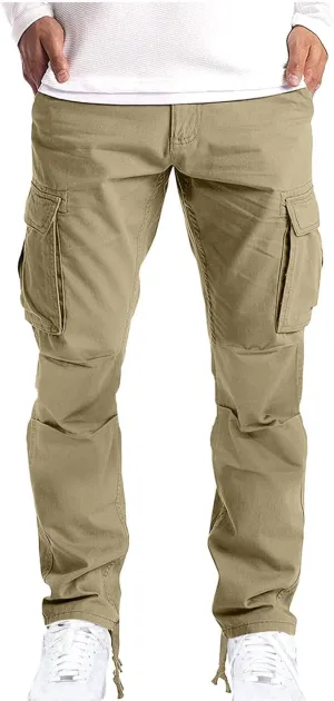Mens Sweatpants Cotton Workout Active Athletic Hiking Pants with Pockets Slim Fit Outdoor Tactical Jogger Cargo Pants