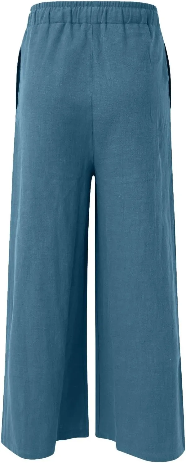 Mens Wide Leg Casual Yoga Harem Pants Linen Hip Hop Hippie Joggers Pants Big and Tall Loose Fit Straight-Leg Trousers