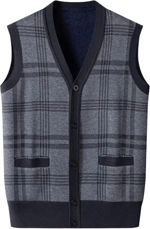 Men'S Winter Knitted Warm Vest Undershirt Men'S Inner Warm Slim Knit Sweater Vest Jacket Men's Long Coats