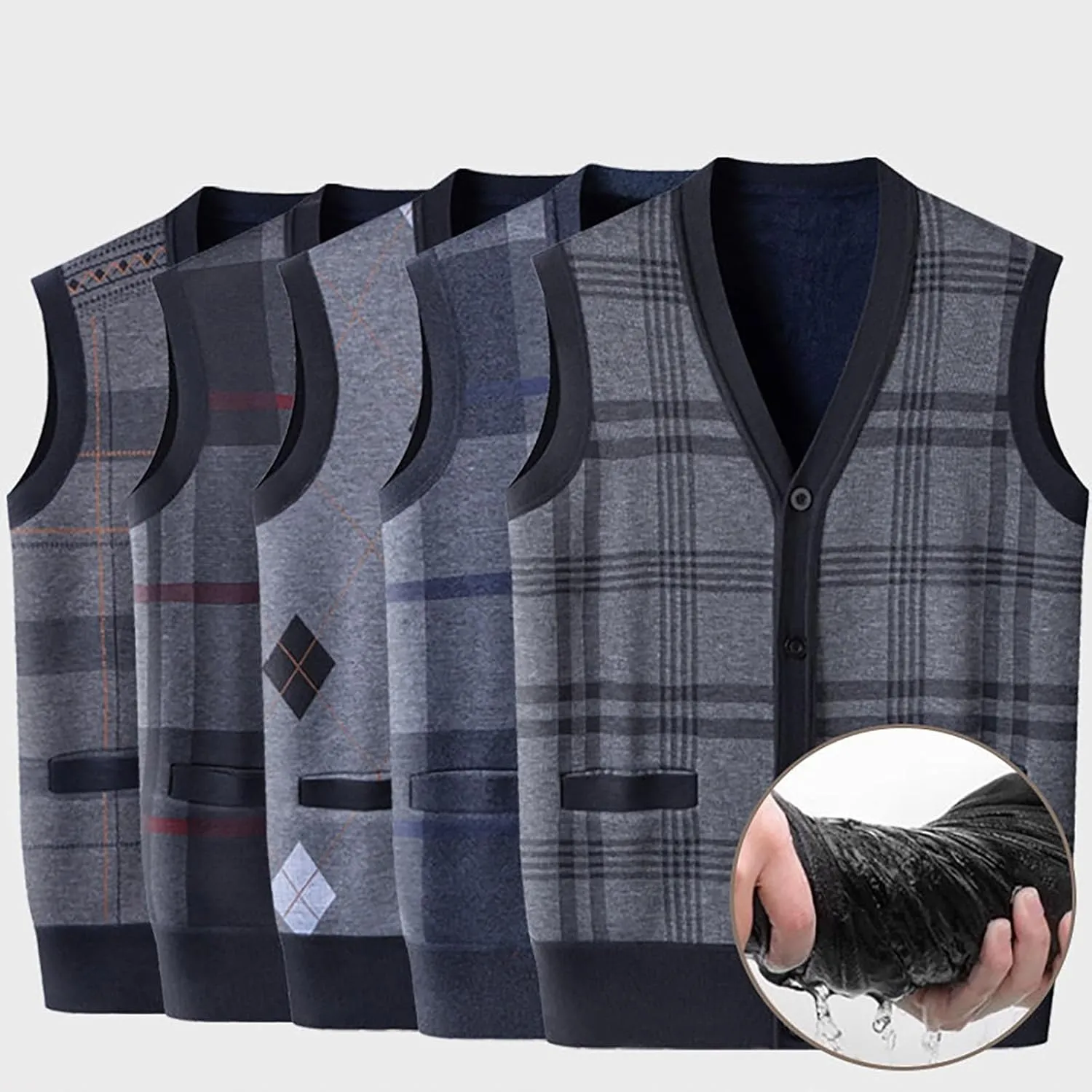 Men'S Winter Knitted Warm Vest Undershirt Men'S Inner Warm Slim Knit Sweater Vest Jacket Men's Long Coats