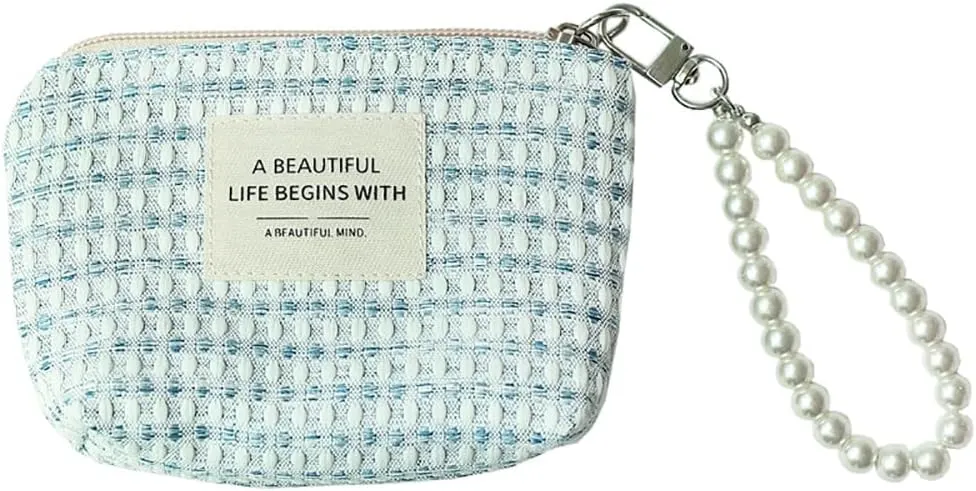 MINI Makeup Bag,Cosmetic bag Lipstick bag Travel Portable Zipper Make up Pouch coin purse for Women (blue)