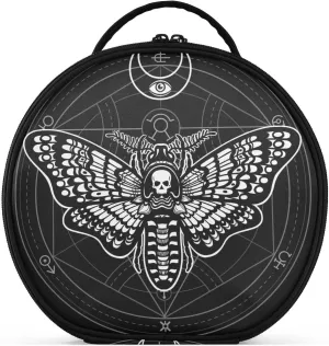 MNSRUU Gothic Women Makeup Bag Girl Vintage Makeup Organizer Bag Large Travel Black Skull Moth Cosmetic Bag Toiletry Bag with Adjustable Dividers Portable for Cosmetics Makeup Brushes Toiletry Jewelry