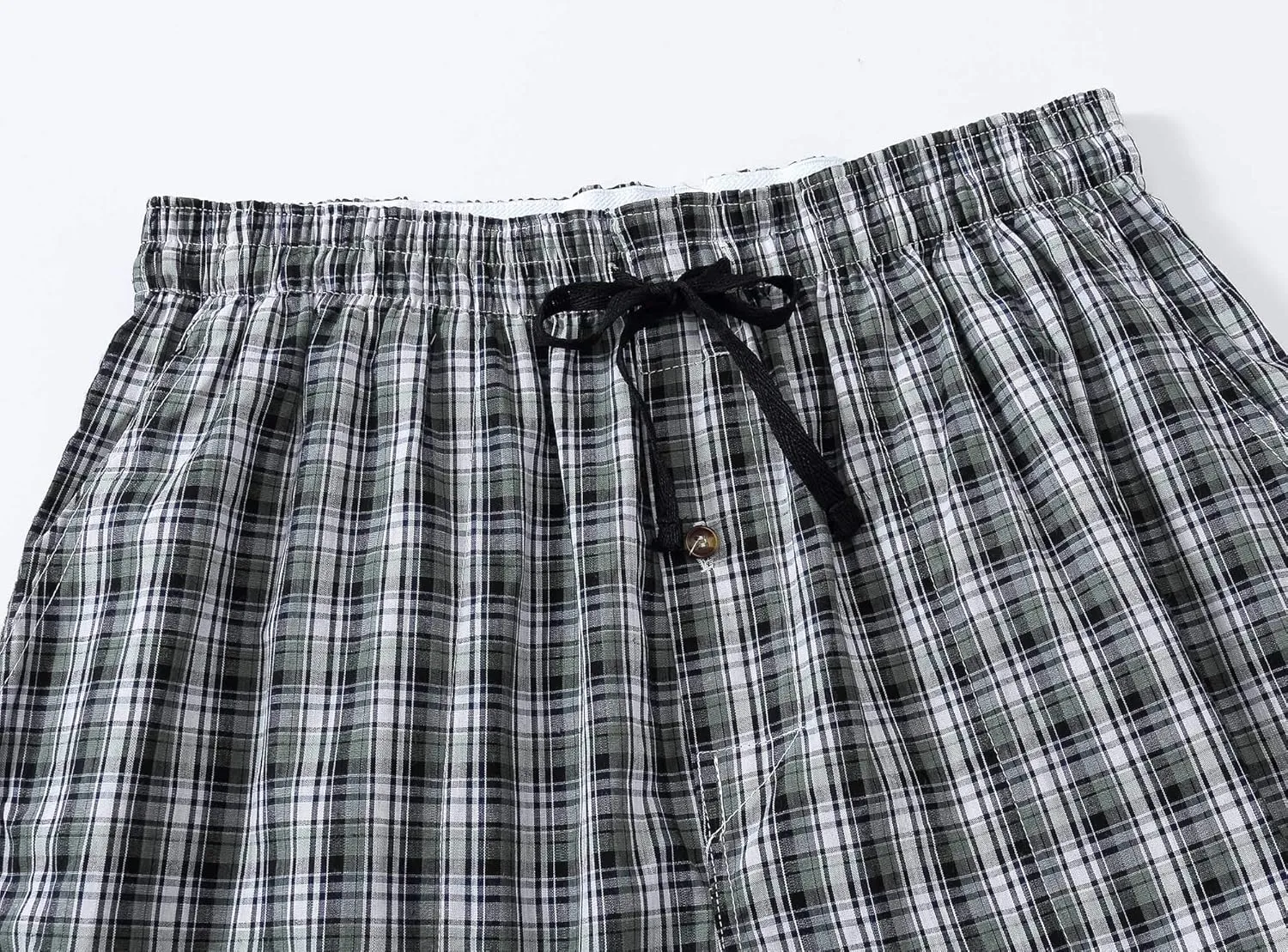 MoFiz Men's Sleepwear Shorts Pajama Bottom Lounge Short Plaid Button Open Fly 3Pack