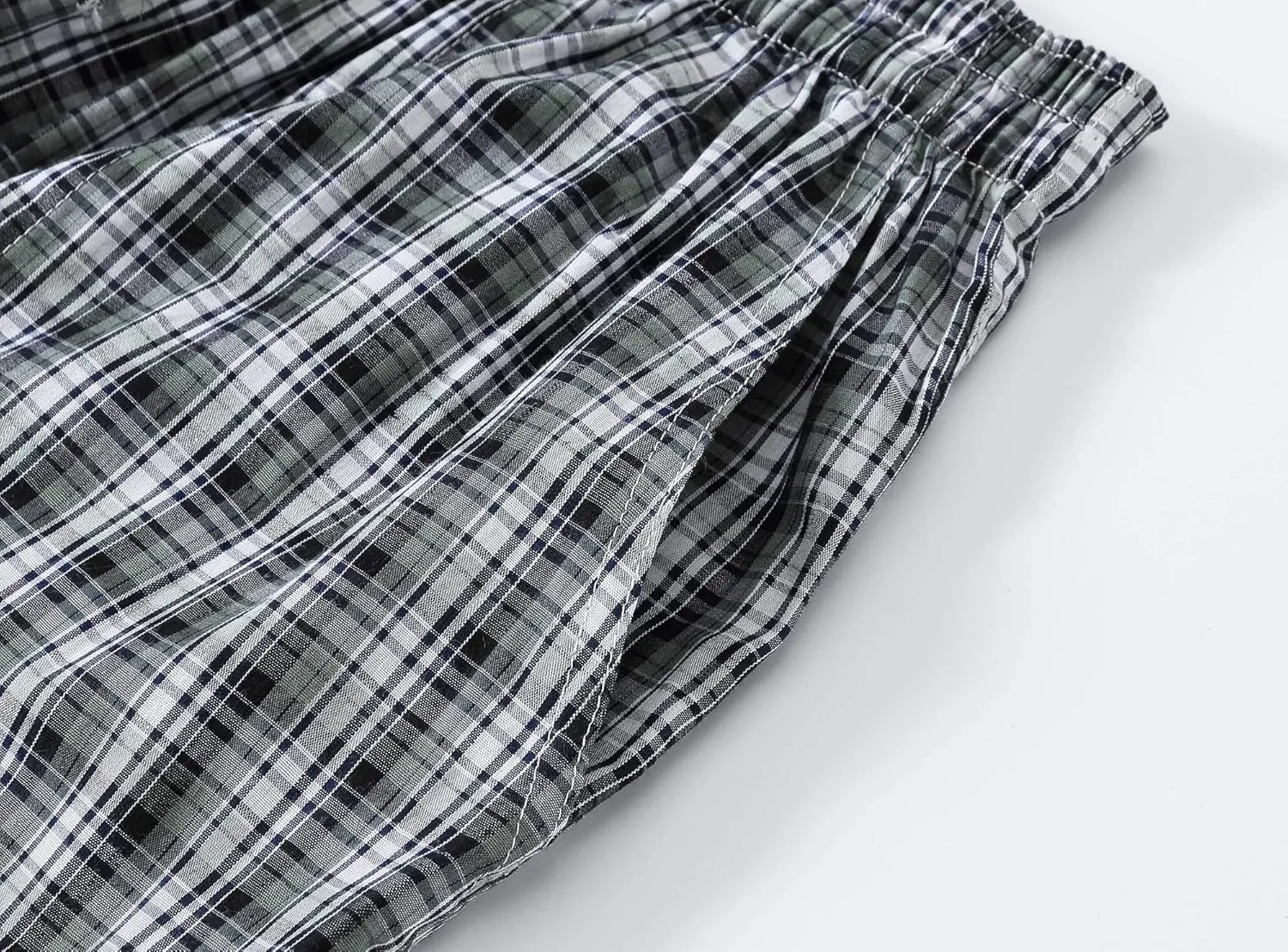 MoFiz Men's Sleepwear Shorts Pajama Bottom Lounge Short Plaid Button Open Fly 3Pack