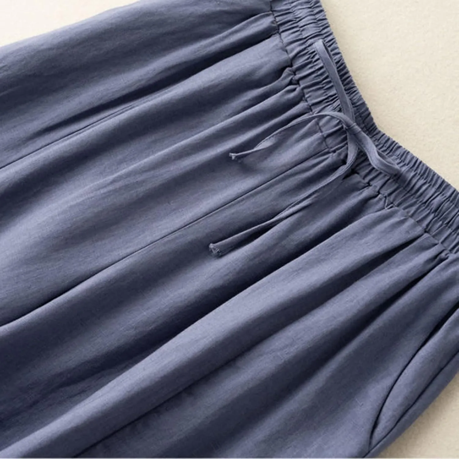 NATHGAM Plus Size Pants for Women Loose Wide Leg Athletic Pants Comfy Linen High Waist Flowy Palazzo Trousers with Pockets