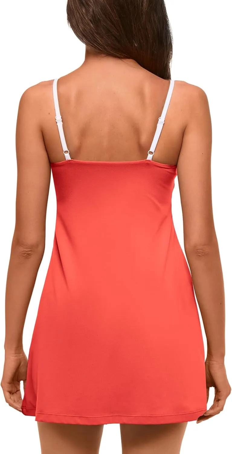 Nirovien Womens Tennis Dress with Built in Shorts Golf Dress One Piece Workout Outfits Athletic Skorts