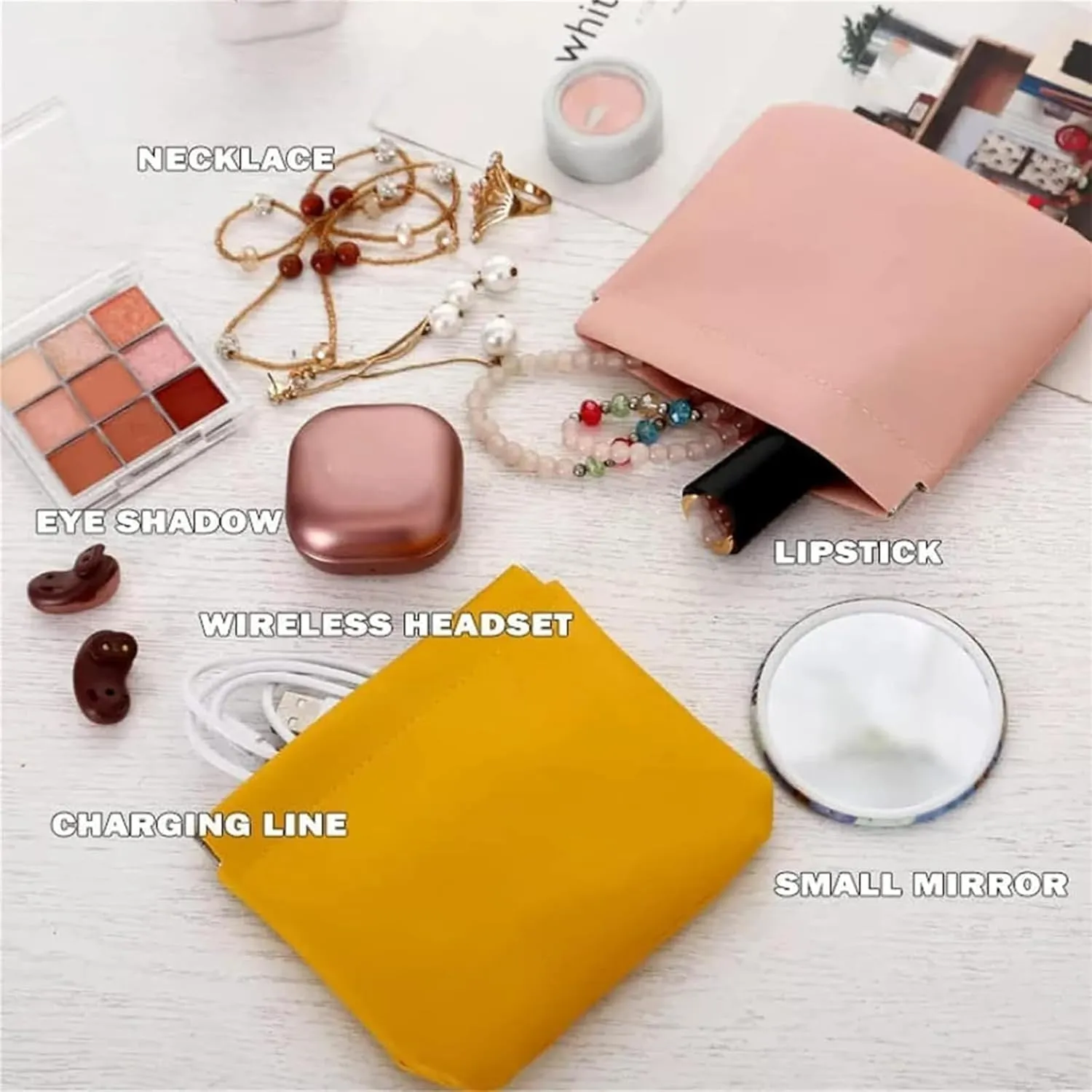 Onavee - 4 PCS Onavee Organizer Pouch, Onavee Purse Organizer, Pouchic - Personalized Snap Closure Leather Organizer Pouch (Beige)