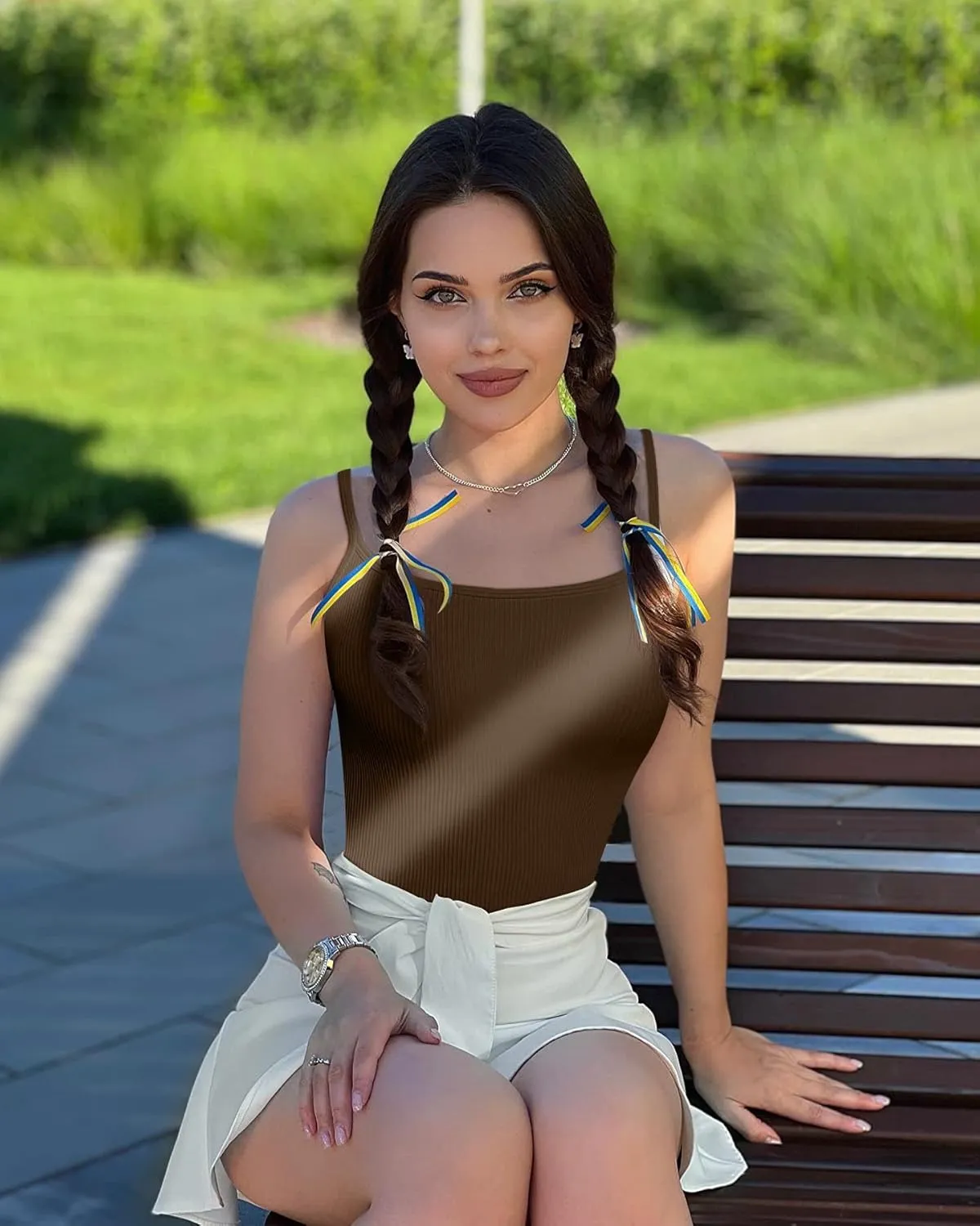 OQQ Women's 3 Piece Bodysuits Sexy Ribbed Sleeveless Adjustable Spaghetti Strips Tops Leotard 2025 Summer