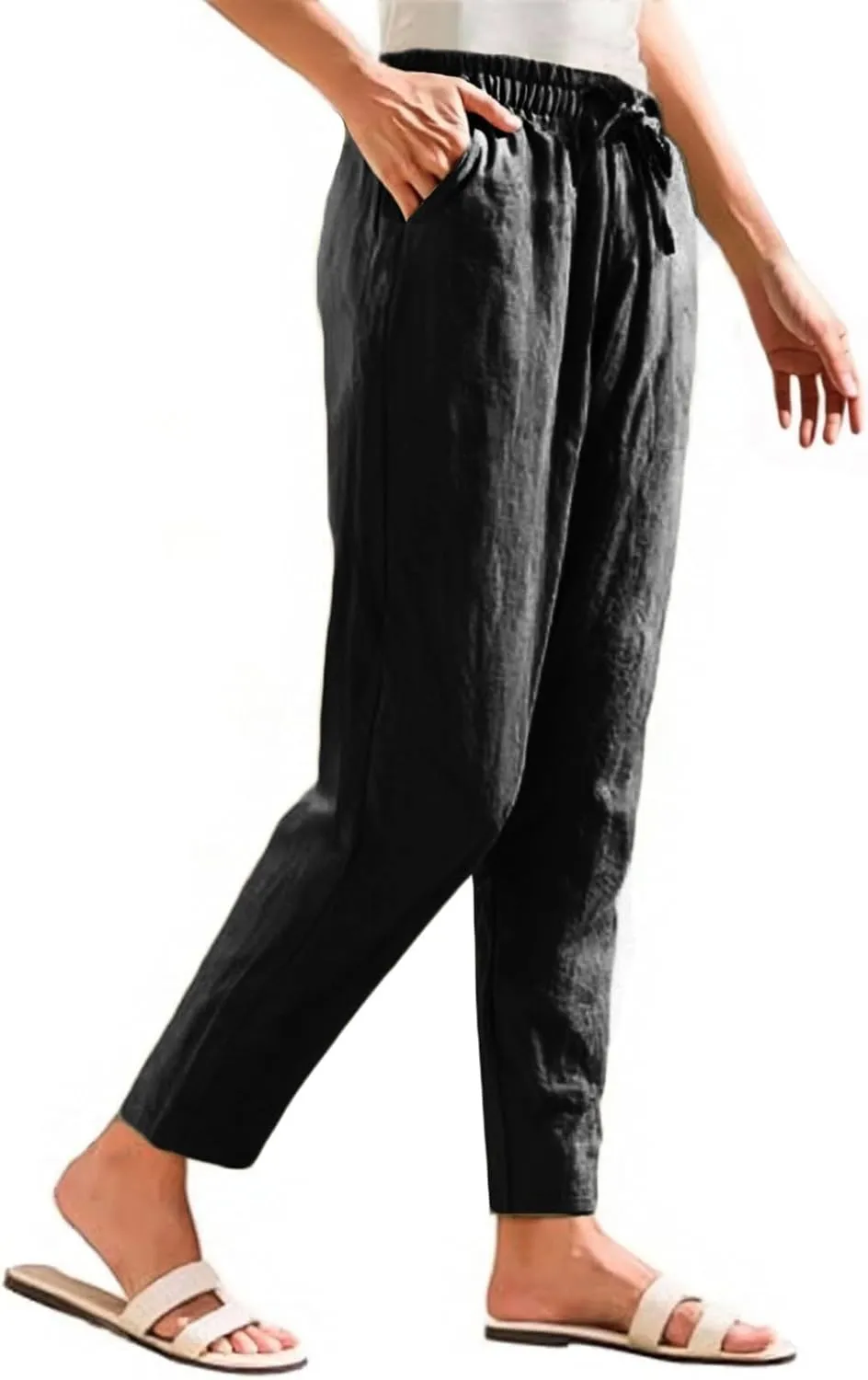 Pants for Women, Pants Women Casual Peasant Linen Straight Leg Cotton Plus