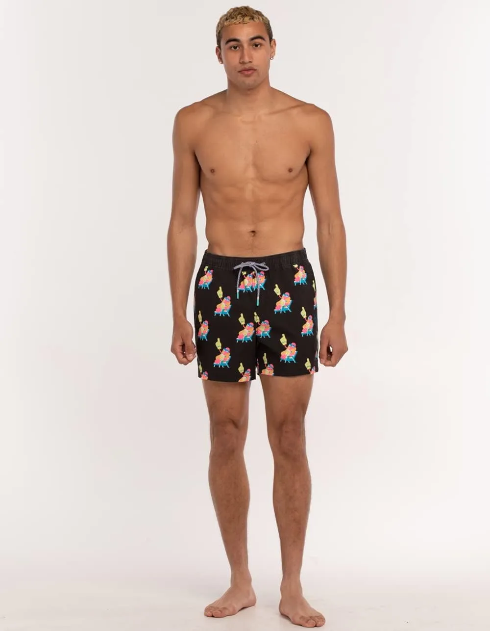 Party Pants USA Mens Swim Trunks, Characters, Stretch Swimming Board Shorts, 5.5 Inseam