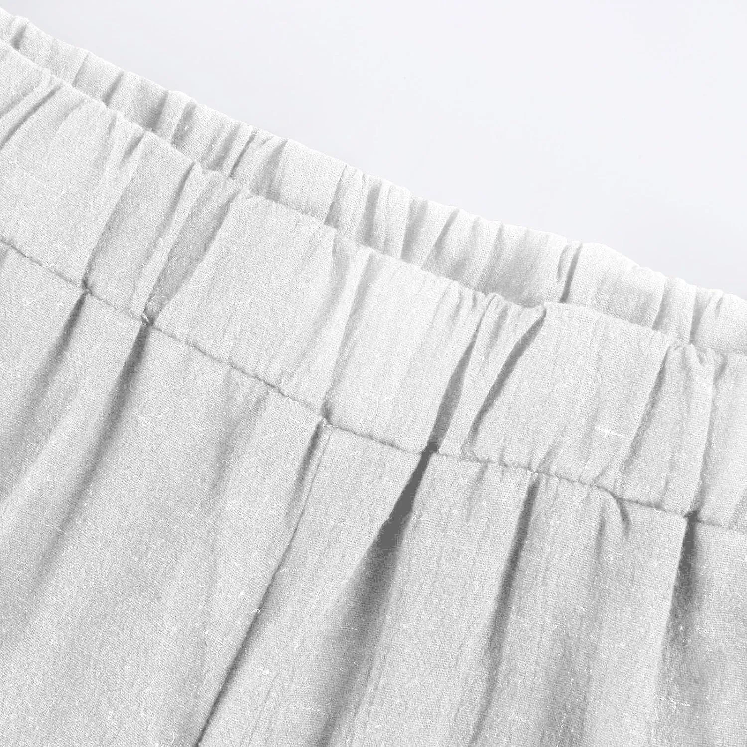 Pedal Pushers for Women Elastic Wasit Linen Shorts Summer Boho Lightweight Baggy Cropped Capris Pants with Pockets