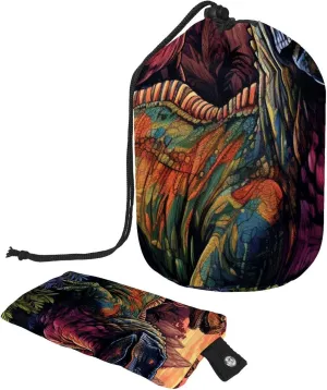 Pop Art Dinosaur World Pattern Travel Cosmetic Bags Makeup Bag for Women, Foldable Drawstring Travel Cosmetic Bags, Portable Toiletry Bucket Bag