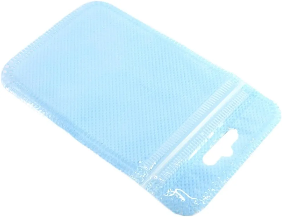 QQ Studio 100 Pieces Clear and Non-Woven Flat Accessories Storage Bags for Art & Craft; Jewelry Making with Reclosable Zipper and Hang Hole (Blue)