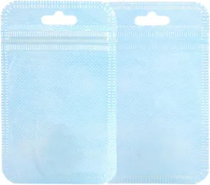 QQ Studio 100 Pieces Clear and Non-Woven Flat Accessories Storage Bags for Art & Craft; Jewelry Making with Reclosable Zipper and Hang Hole (Blue)