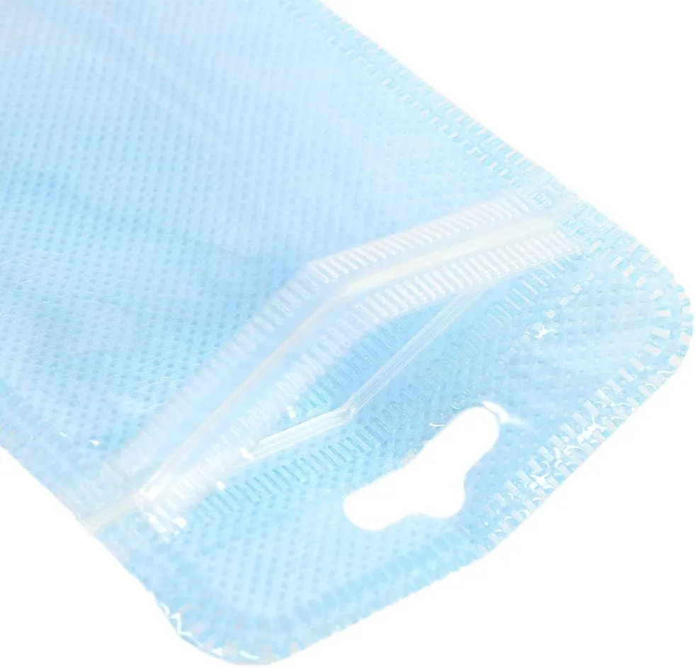 QQ Studio 100 Pieces Clear and Non-Woven Flat Accessories Storage Bags for Art & Craft; Jewelry Making with Reclosable Zipper and Hang Hole (Blue)
