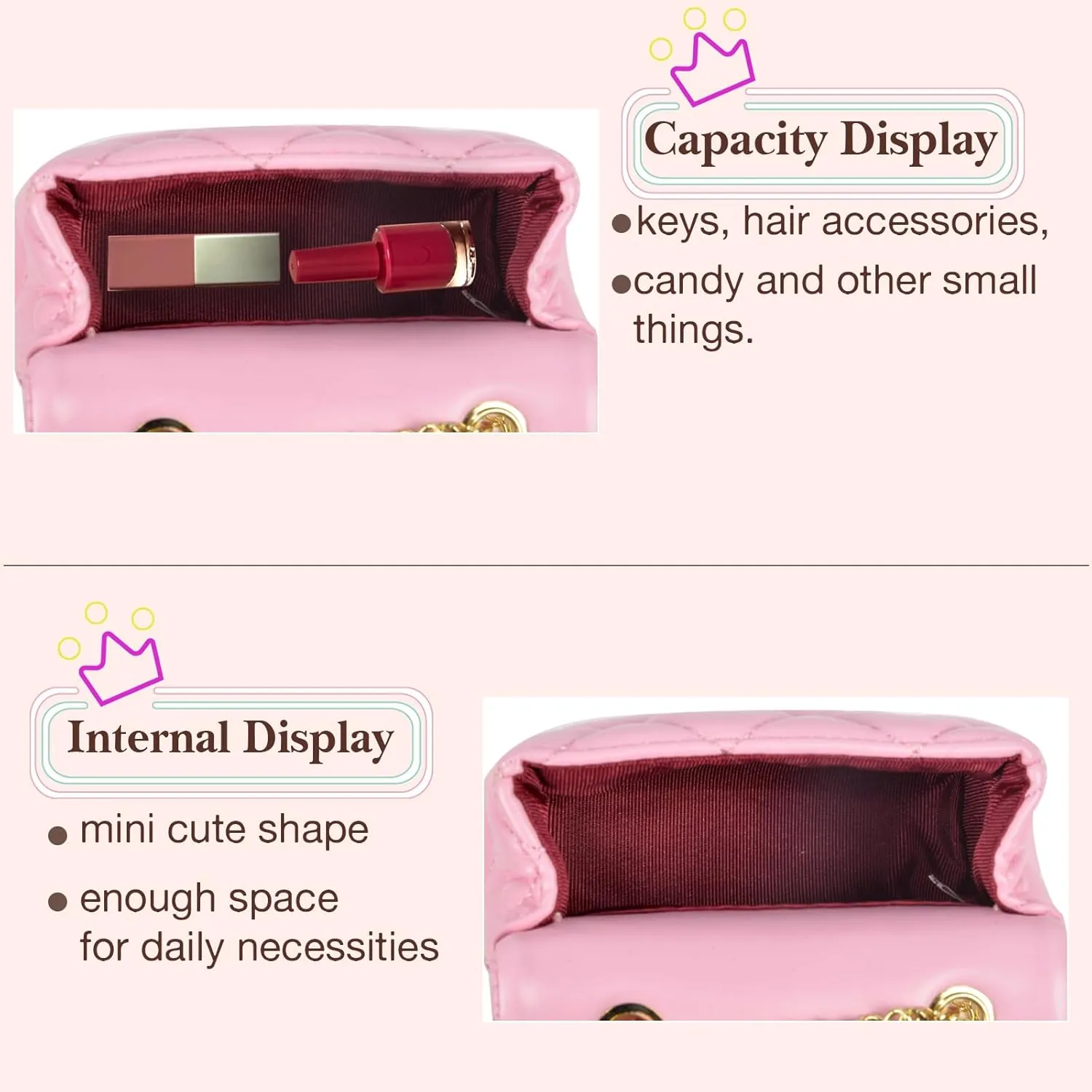 QZUnique Girls Crossbody Purse Set, Mini Handbag with Jewelry Set Hair Clip Sunglass, PU Coin Purse Shoulder Messenger Bag Dress Up Gift Pretend Play Necklace Accessories for Kids Toddlers, 7 Pack