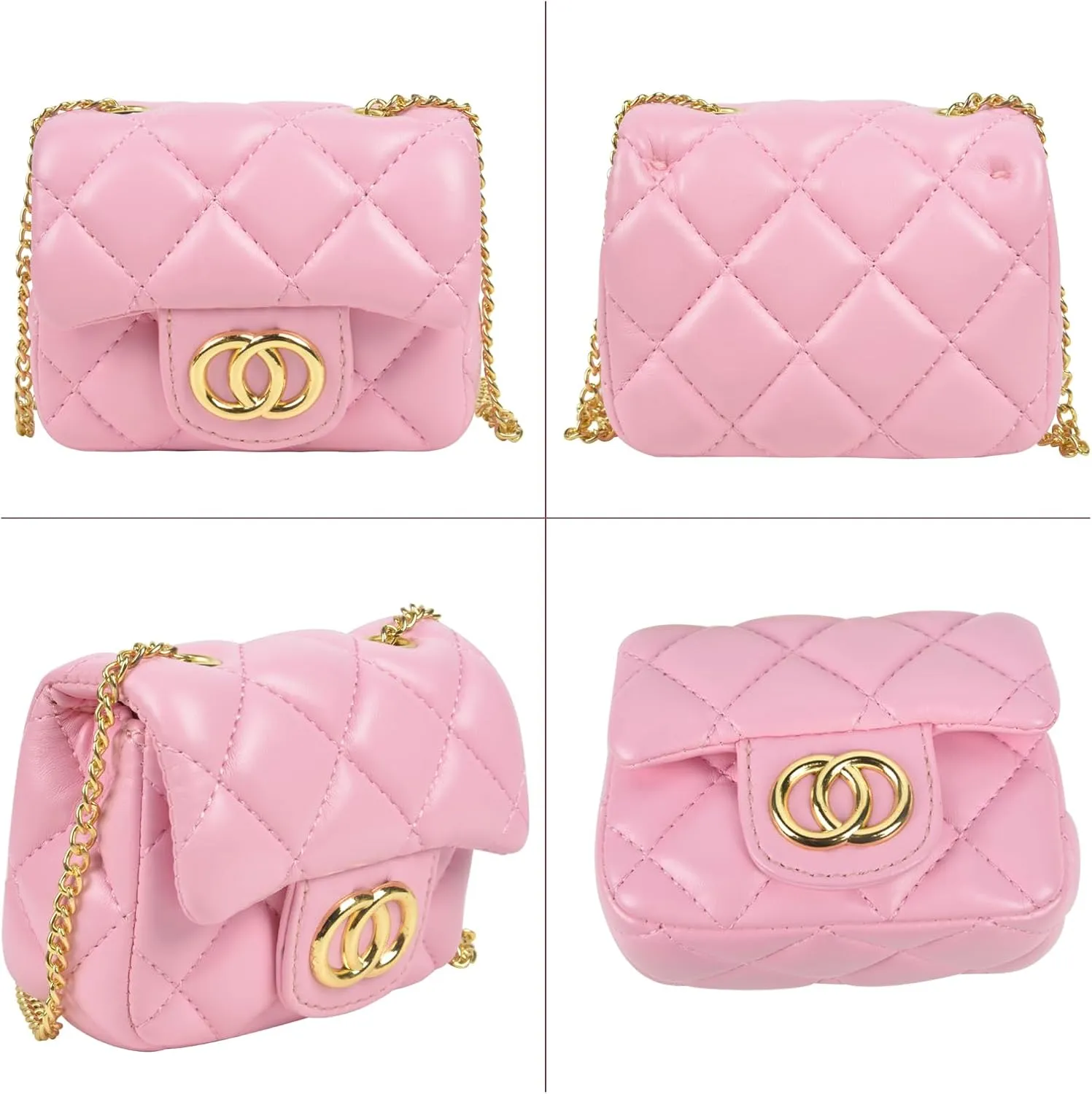QZUnique Girls Crossbody Purse Set, Mini Handbag with Jewelry Set Hair Clip Sunglass, PU Coin Purse Shoulder Messenger Bag Dress Up Gift Pretend Play Necklace Accessories for Kids Toddlers, 7 Pack