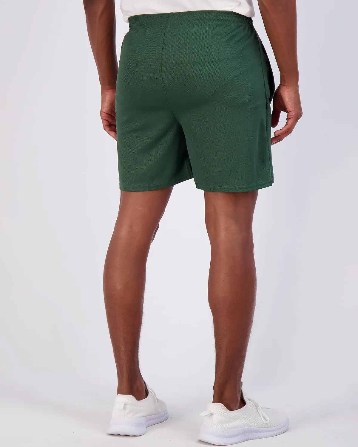 Real Essentials 4 Pack: Men's 5" Mesh Quick-Dry Athletic Running Gym Shorts with Zipper Pockets (Available in Big & Tall)