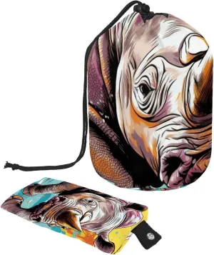 Rhino Colors Oil Paint 57 Travel Cosmetic Bags Makeup Bag for Women, Foldable Drawstring Travel Cosmetic Bags, Portable Toiletry Bucket Bag