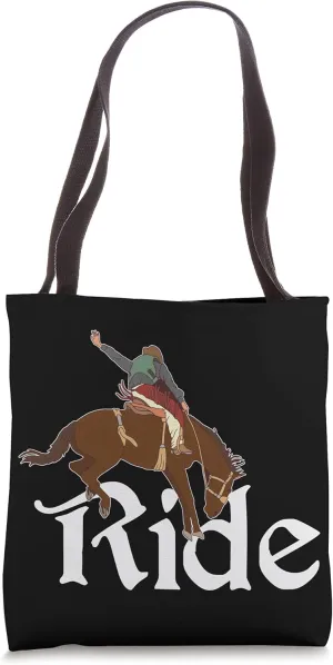 Ride Rodeo Cowboy Wild West Horseman Ranch Lasso Saddle Boot Tote Bag