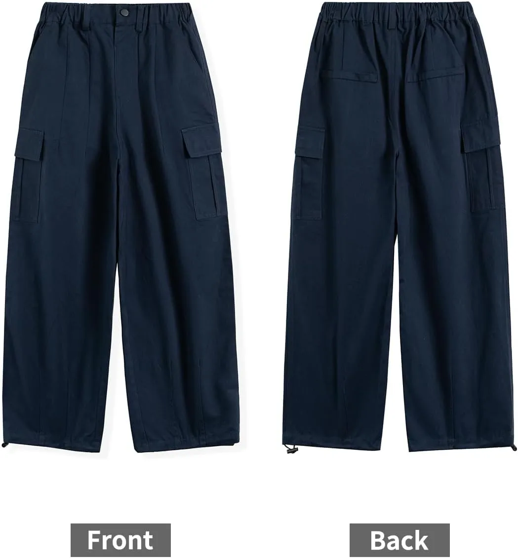 Rolanko Girls Cargo Pants Wide Leg Streetwear Kids Pants with Pockets Trendy Jogger Trousers 4-14 Years