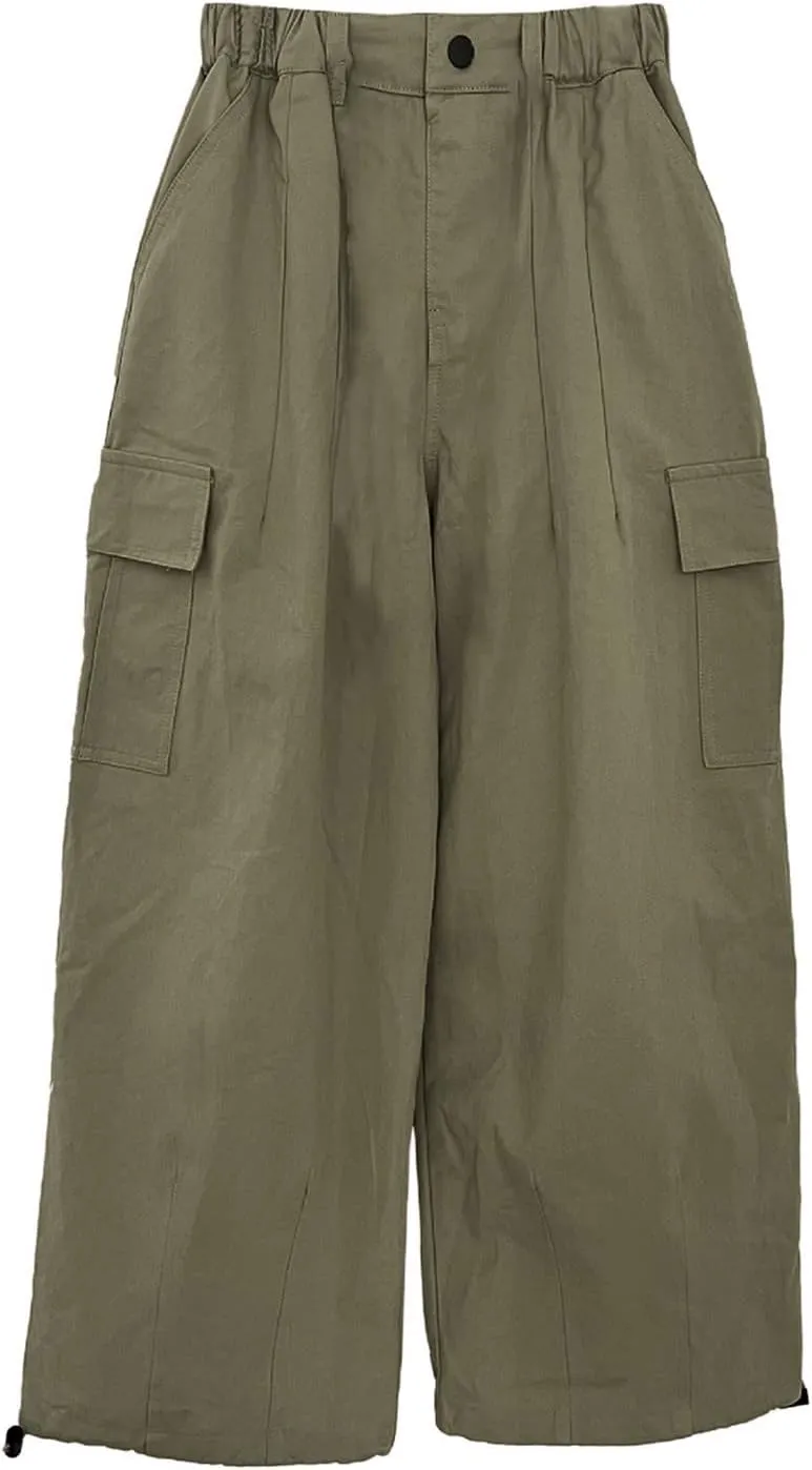 Rolanko Girls Cargo Pants Wide Leg Streetwear Kids Pants with Pockets Trendy Jogger Trousers 4-14 Years
