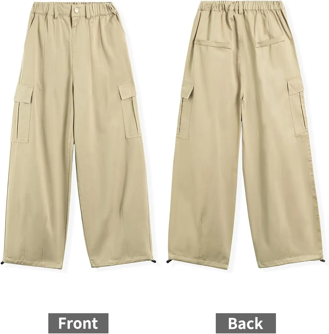 Rolanko Girls Cargo Pants Wide Leg Streetwear Kids Pants with Pockets Trendy Jogger Trousers 4-14 Years