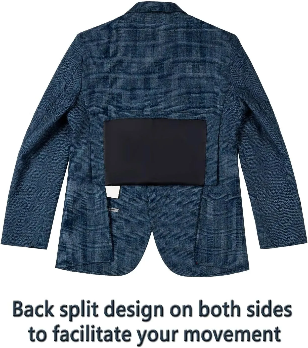 ROZU Tweed Plaid Mens Suit 2 Piece Set for Men Slim Fit Suit Blazer Pants Tuxedo Set for Casual Business