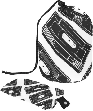 Seamless Cassette Tape Print Travel Cosmetic Bags Makeup Bag for Women, Foldable Drawstring Travel Cosmetic Bags, Portable Toiletry Bucket Bag