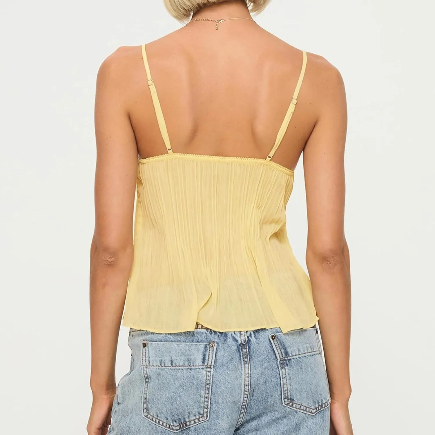Sexy Lace Cami Tops for Women V Neck Y2k Spaghetti Strap Crop Top Sleeveless Bustier Camisole Tank Trendy 2025