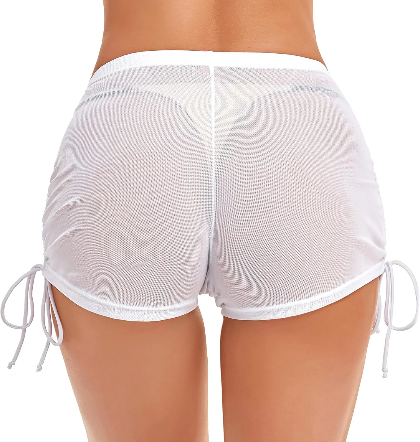 SHERRYLO Swim Shorts Women Sheer Board Short See Through Bikini Bottom Mesh Swimsuit Bottoms Sexy See Thru Bathing Suit