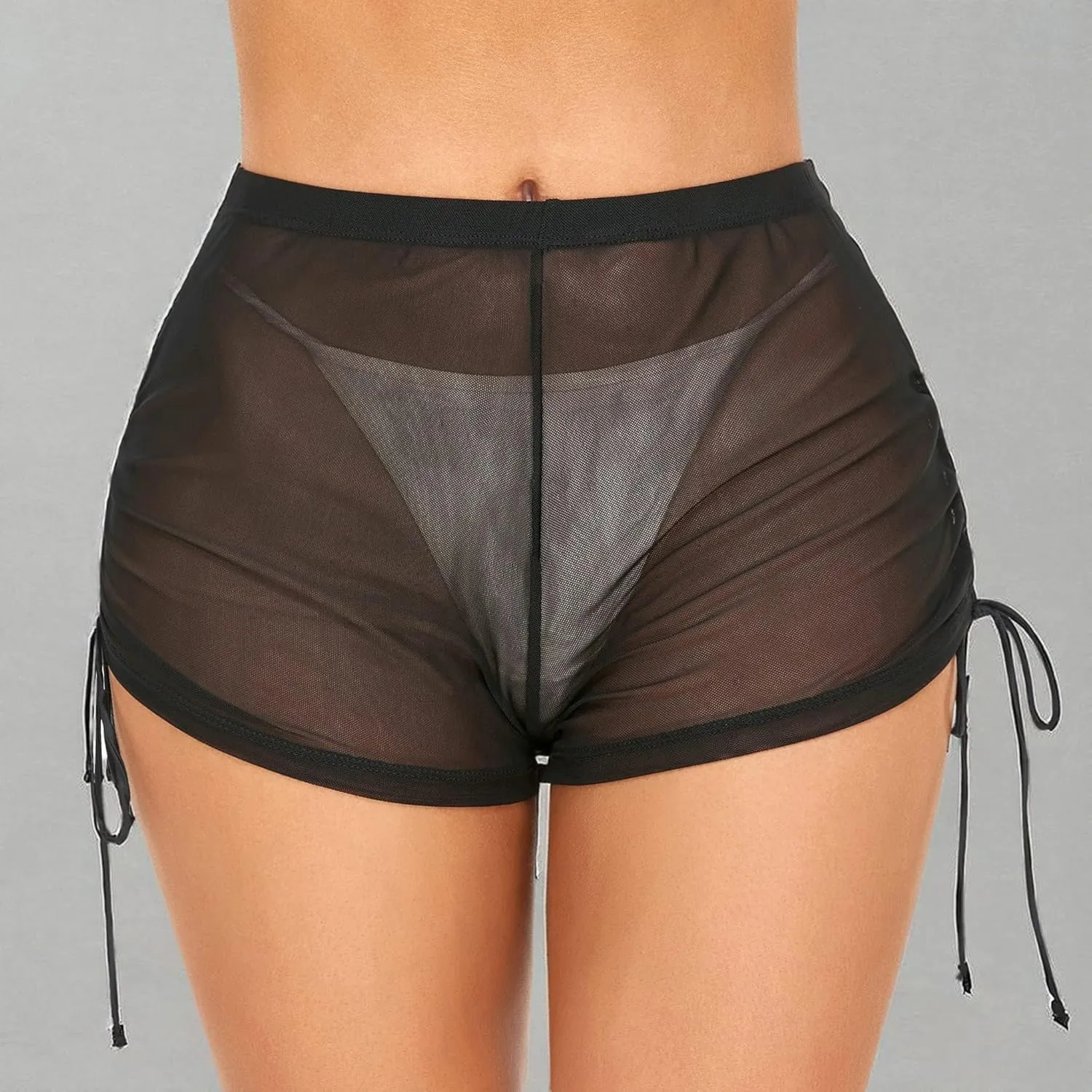 SHERRYLO Swim Shorts Women Sheer Board Short See Through Bikini Bottom Mesh Swimsuit Bottoms Sexy See Thru Bathing Suit
