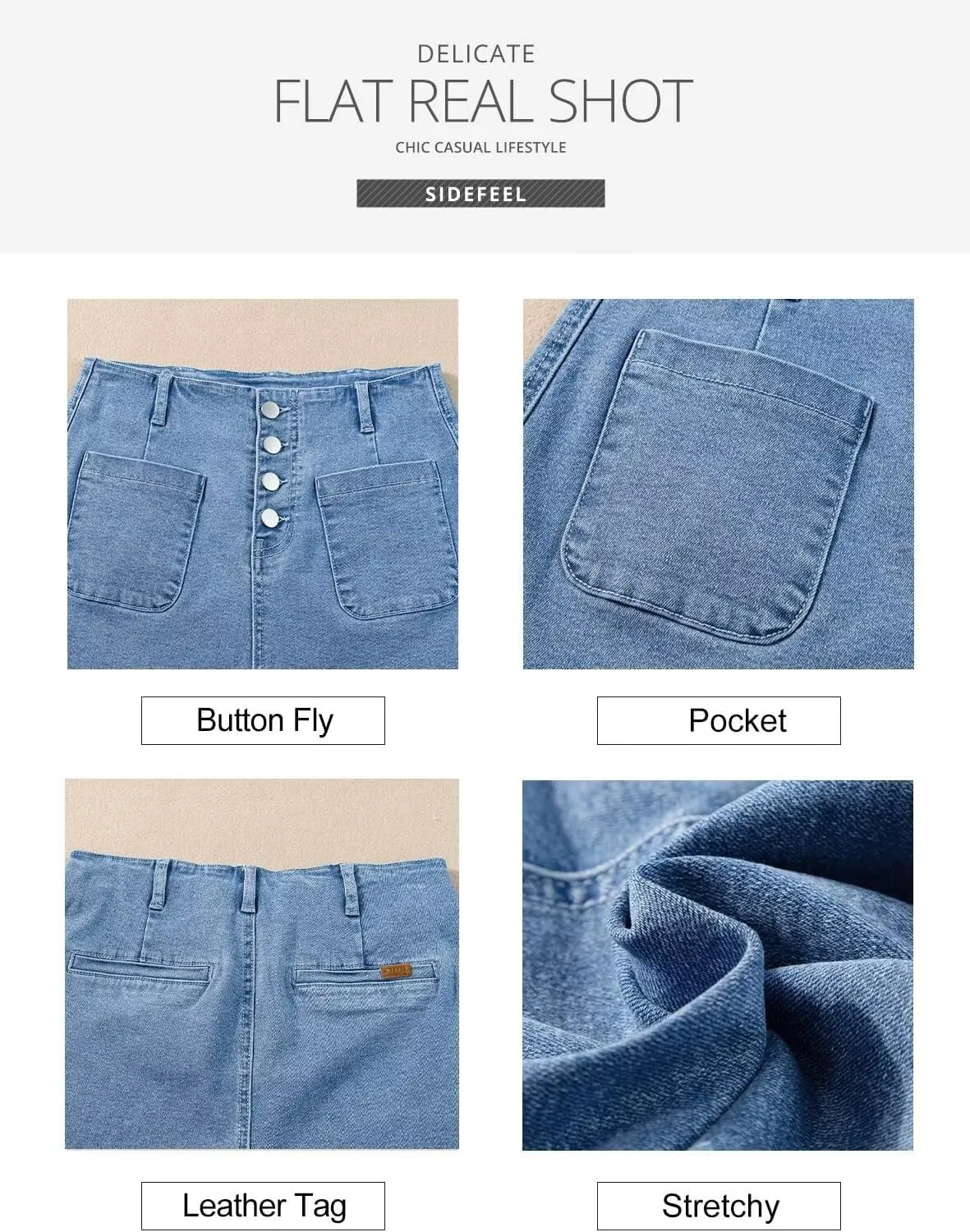 Sidefeel Women's Jean Shorts Button Fly Stretchy High Waisted Zimbaplatinum Jeans Summer Outfit 2025 Denim Shorts